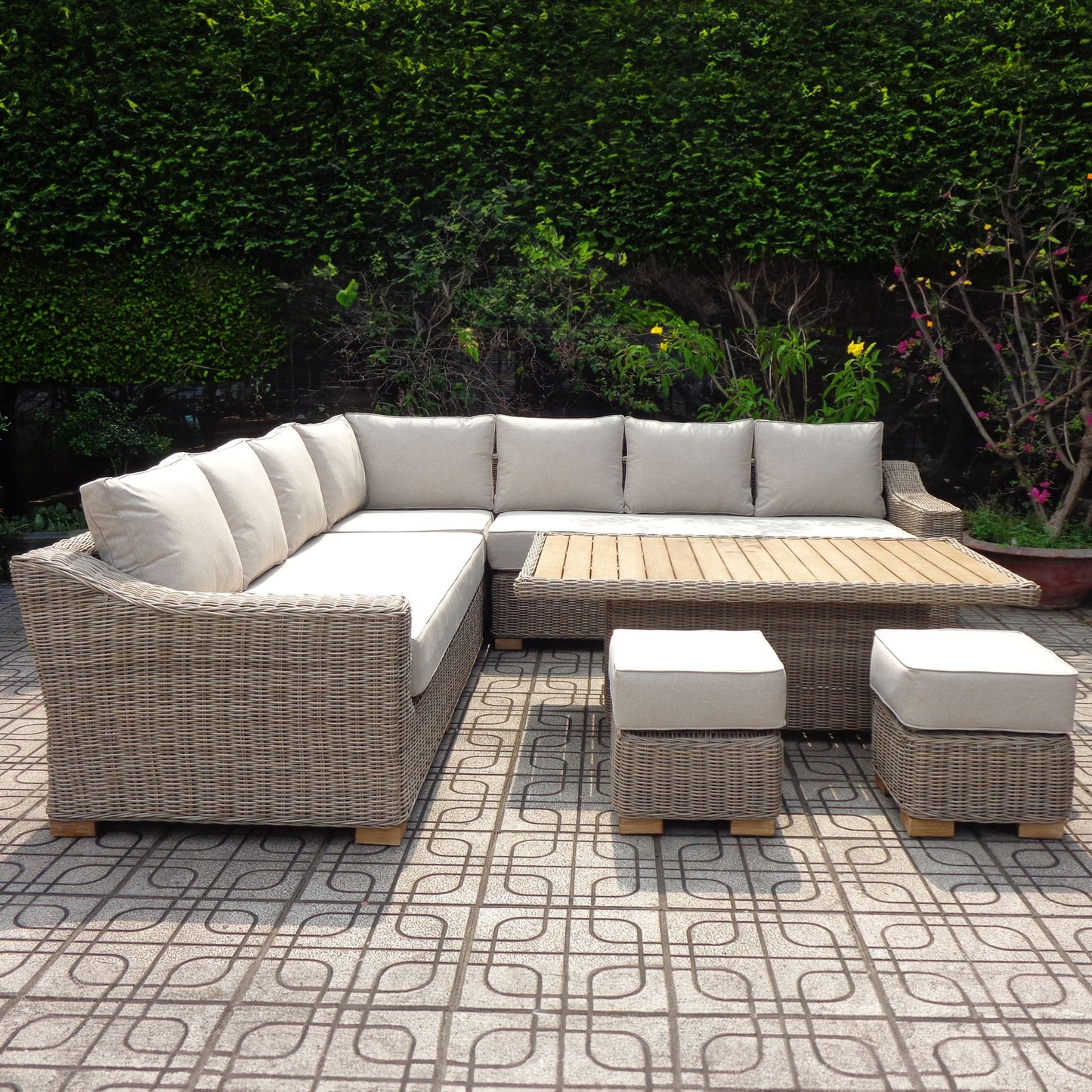 Capri Outdoor Large Corner Set With Riser Table + 2 Stools - image 2