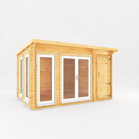 Mercia The Studio Pent Log Cabin with Side Shed - image 2