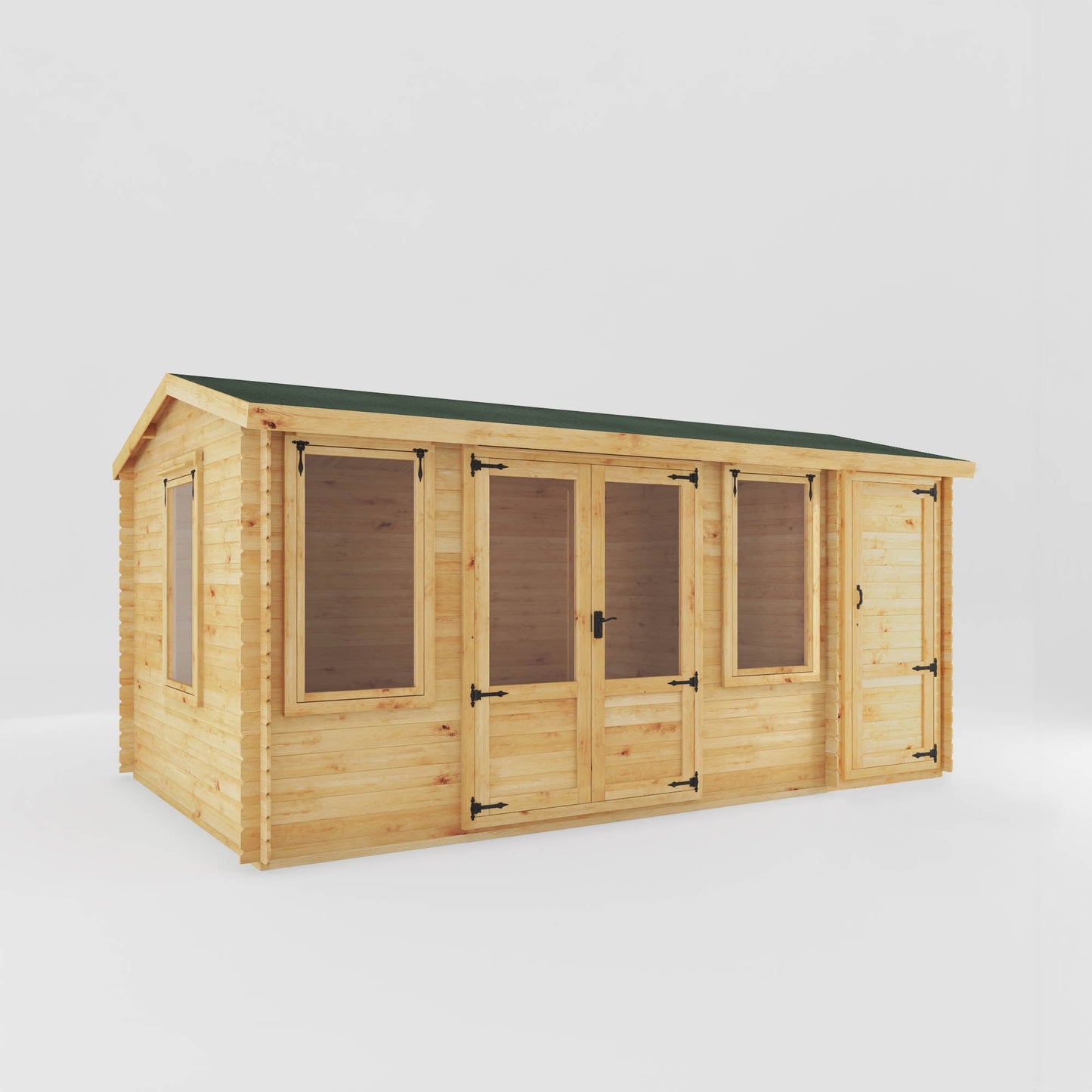 Mercia Value 19mm Reverse Apex Log Cabin with Side Shed - image 2