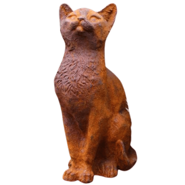 Cast Iron Curious Cat 37cm High Garden Statue