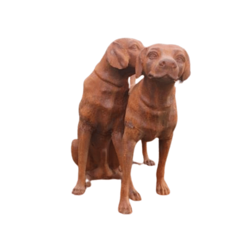 Snuggling Dogs Cast Iron Outdoor Sculpture