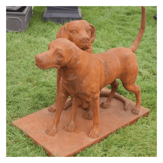 Snuggling Dogs Cast Iron Outdoor Sculpture