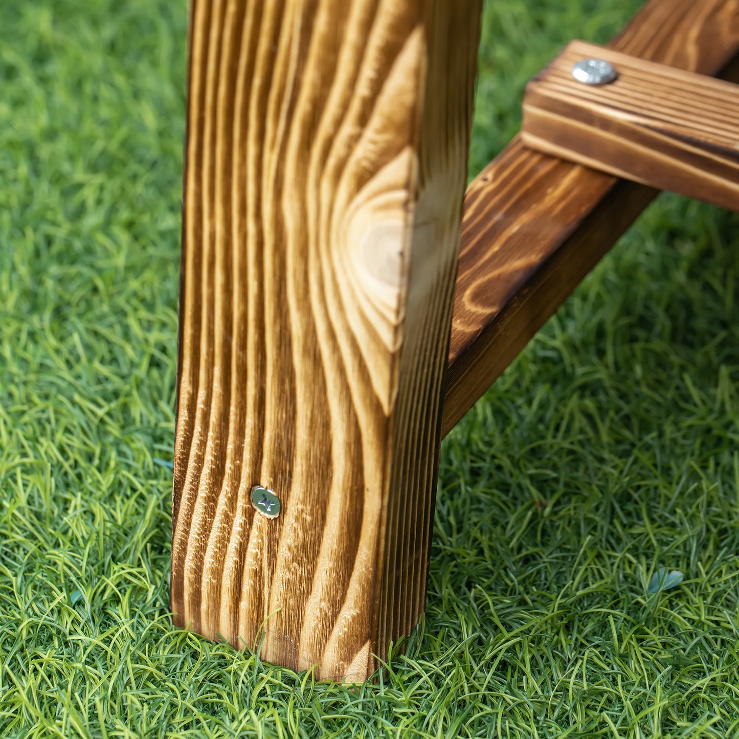 Outsunny Wooden Garden Benches, 2 Seater Outdoor Benches, Fir Wood Backless Patio Loveseat with Slatted Seat for Park, 110 x 38 x 35 cm, 5 Pieces, Carbonised