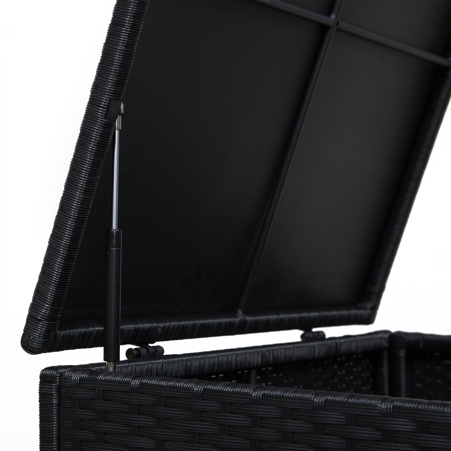 Outsunny 4 Seater Rattan Garden Furniture Set with Storage Box, 2 Drawers Coffee Table, Black