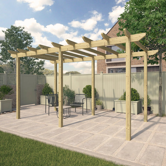 Pérgola Grande de Madera Tratada Térmicamente o Iroko