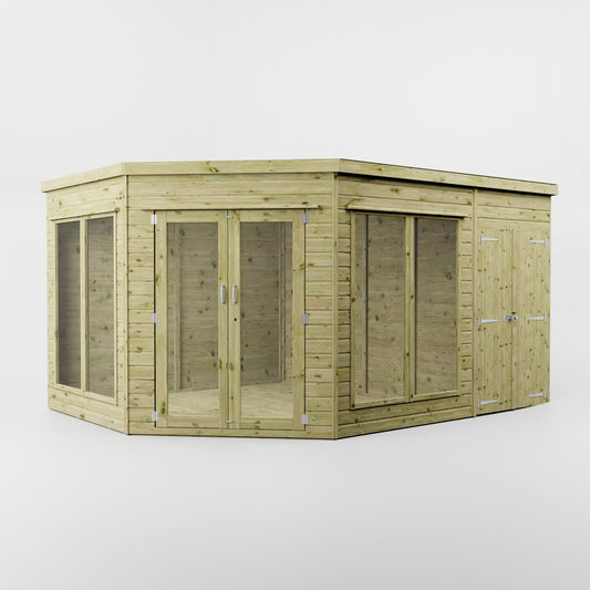 Mercia Premium Corner Summerhouse with Side Shed - image 2