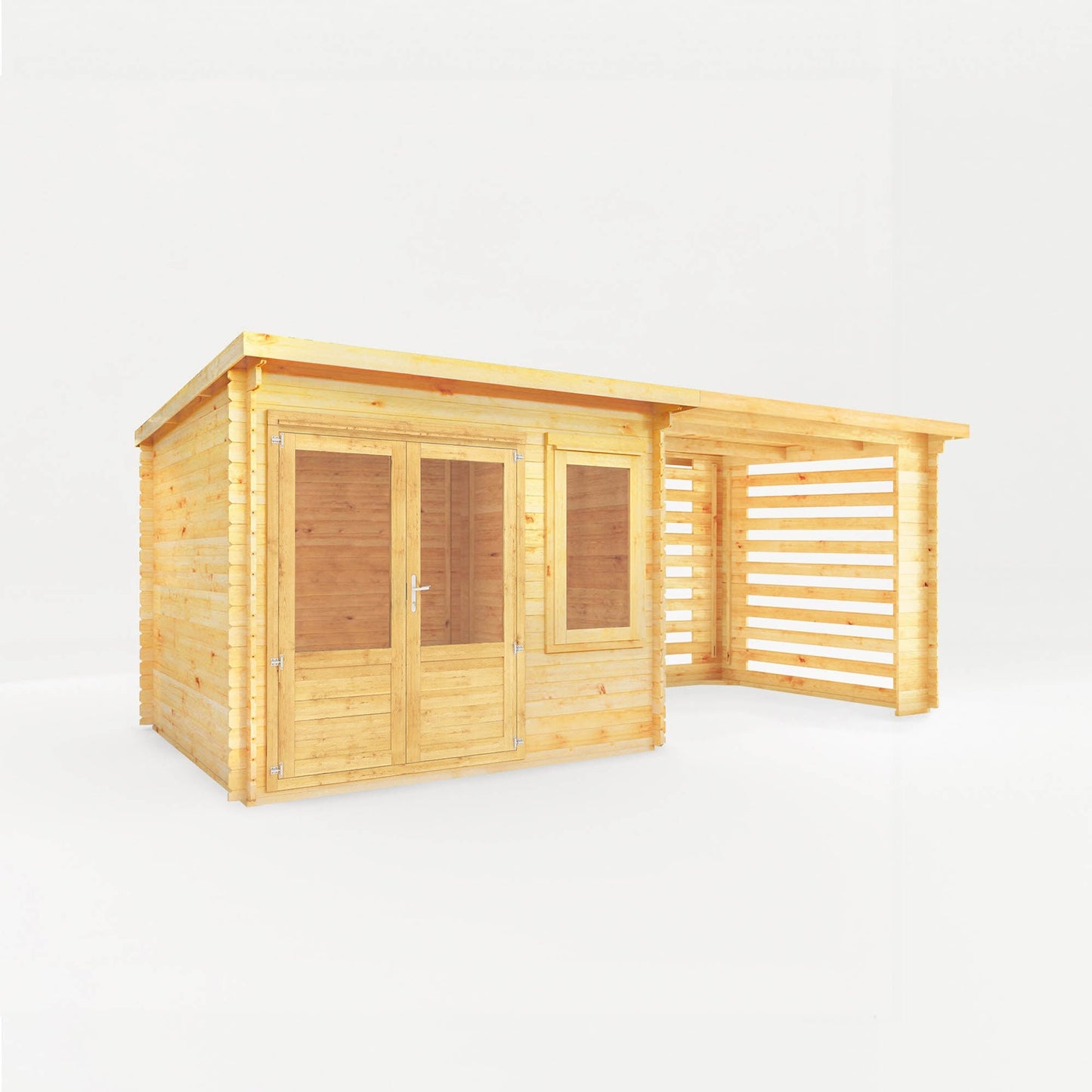 Mercia 6m x 3m Elite Pent Log Cabin With Slatted Area - 28mm - Mercia