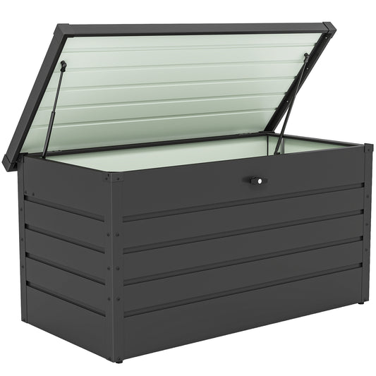 Outsunny - 311L Galvanised Steel Garden Storage Box, Lockable, Dark Grey