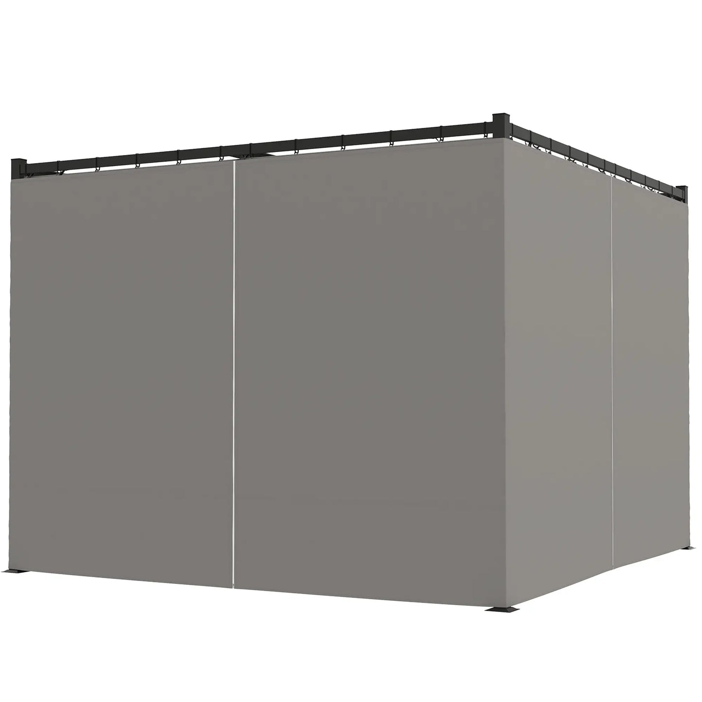 Light Grey 3m x 3m Retractable Roof Pergola Canopy – Outdoor Patio Shelter with Curtains, Metal Frame & Secure Fixing Kit