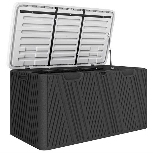 Outsunny - 380L Plastic Garden Storage Box, Lockable, Black, Grey