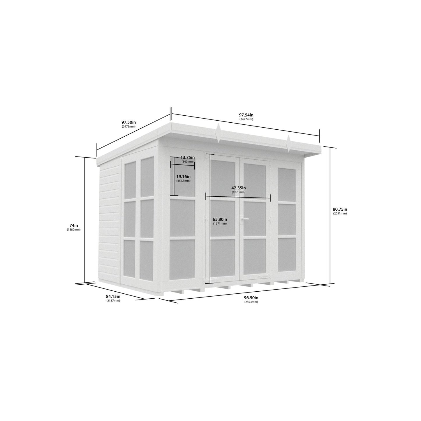 8 x 7 Georgian Window Pent Summer House - view 6