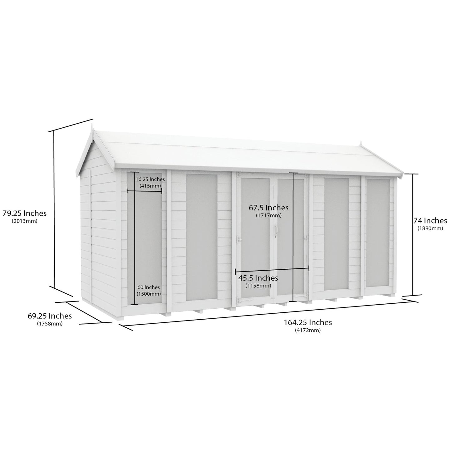 14 x 6 Apex Summer House (Full Height Window) - view 6