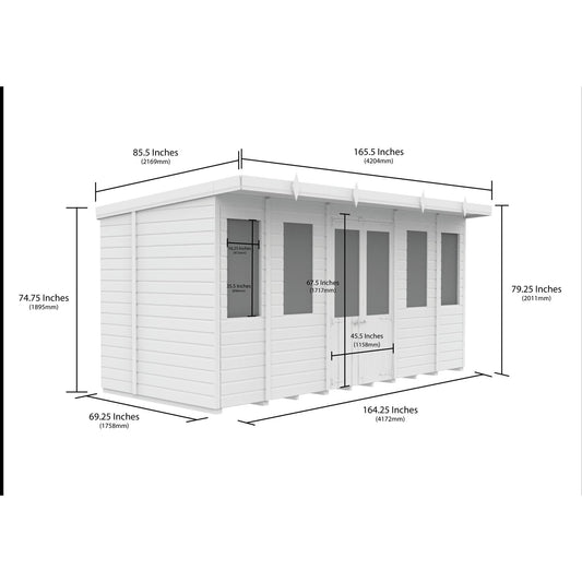 14 x 6 Pent Summer House - view 3