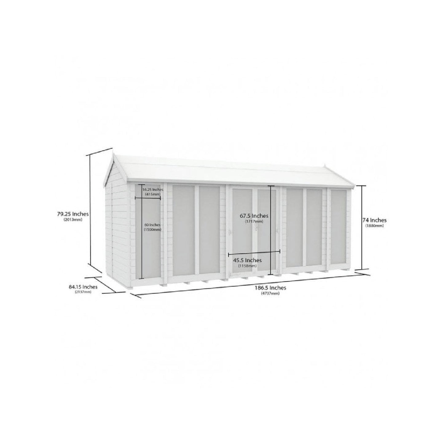 16 x 7 Apex Summer House (Full Height Window) - view 5