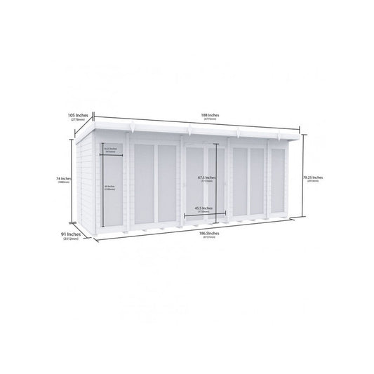 16 x 8 Pent Summer House (Full Height Window) - view 3