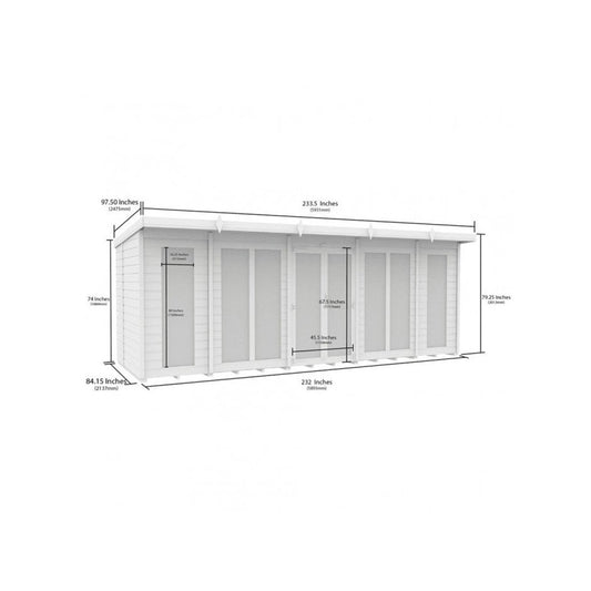 20 x 7 Pent Summer House (Full Height Window) - view 3