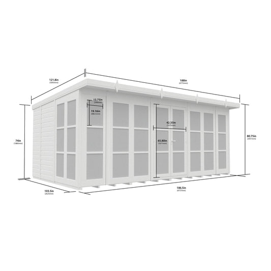 16 x 9 Georgian Window Pent Summer House - view 2