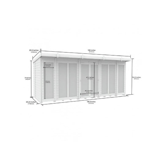 16 x 6 Pent Summer House (Full Height Window) - view 2