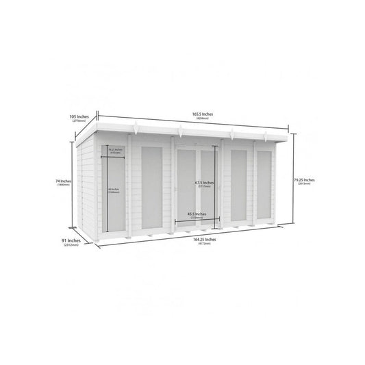 14 x 8 Pent Summer House (Full Height Window) - view 3