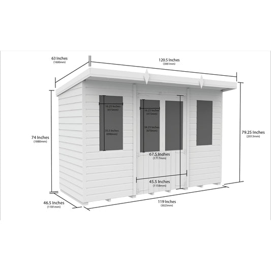 10 x 4 Pent Summerhouse - UK Made Timber Garden Building