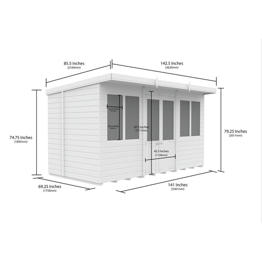 12 x 6 Pent Summer House - view 4