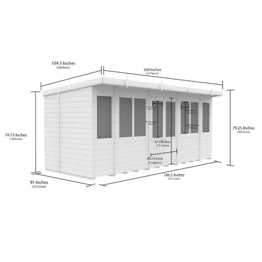 16 x 8 Pent Summer House - view 2