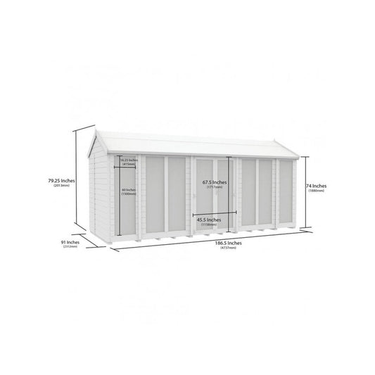 16 x 8 Apex Summer House (Full Height Window) - view 3