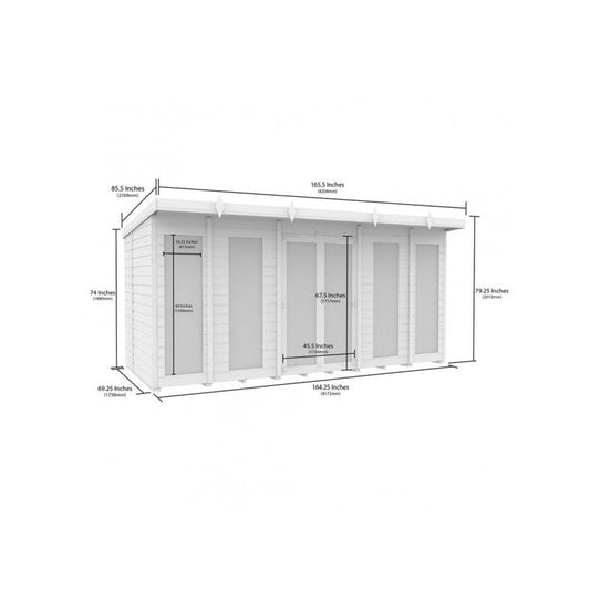 14 x 6 Pent Summer House (Full Height Window) - view 4