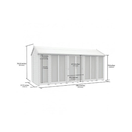16 x 5 Apex Summerhouse (Full Height Window) - UK Made Timber Garden Building