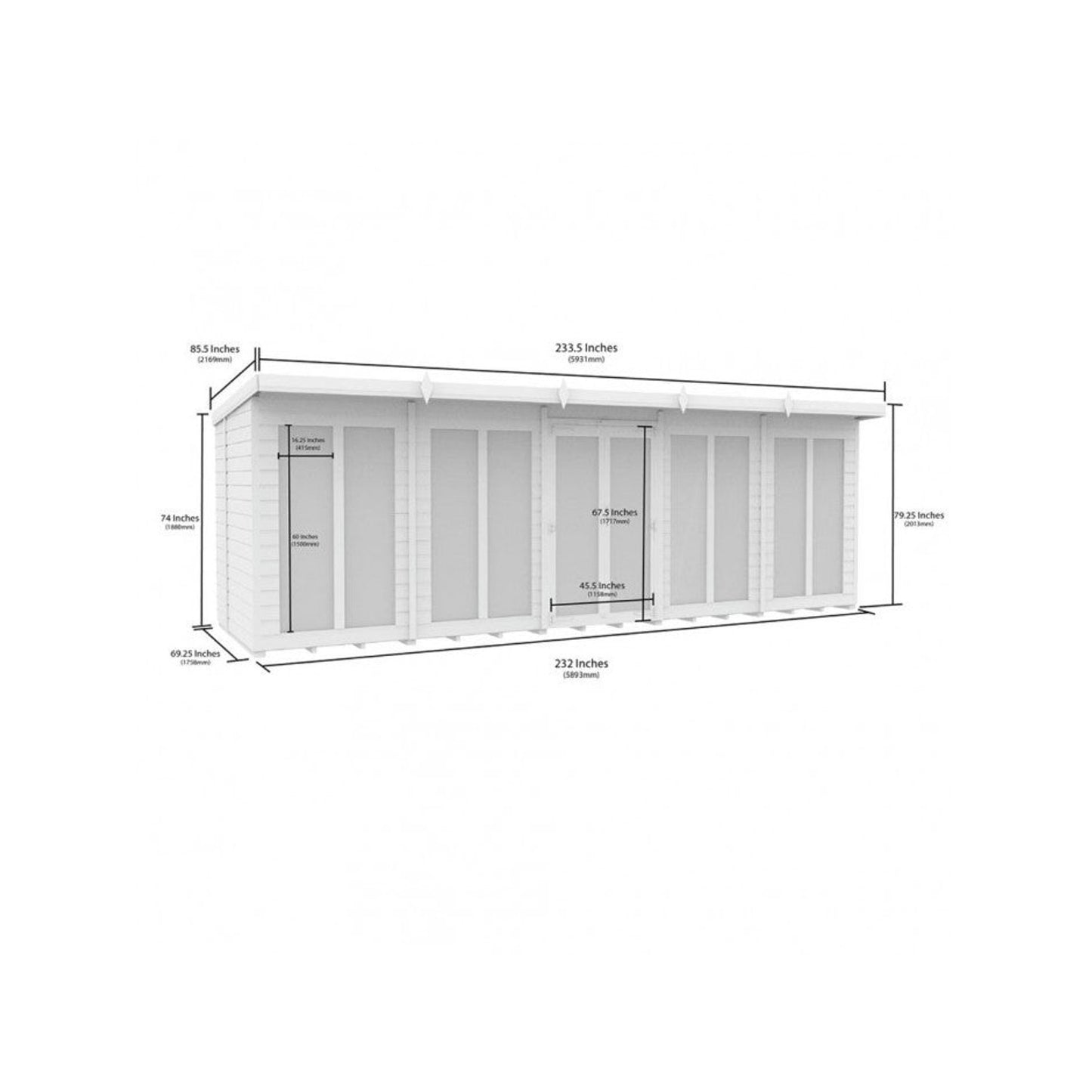 20 x 6 Pent Summer House (Full Height Window) - view 6