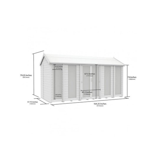 14 x 5 Apex Summer House (Full Height Window) - view 3