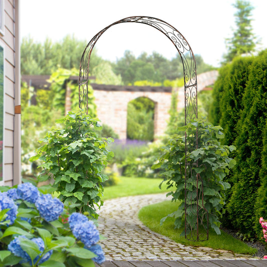 Metal Garden Arch Trellis – Scroll Design, 120 x 30 x 226 cm