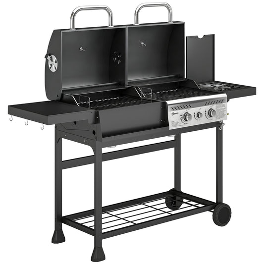 Outsunny Dual Fuel BBQ Grill - Black