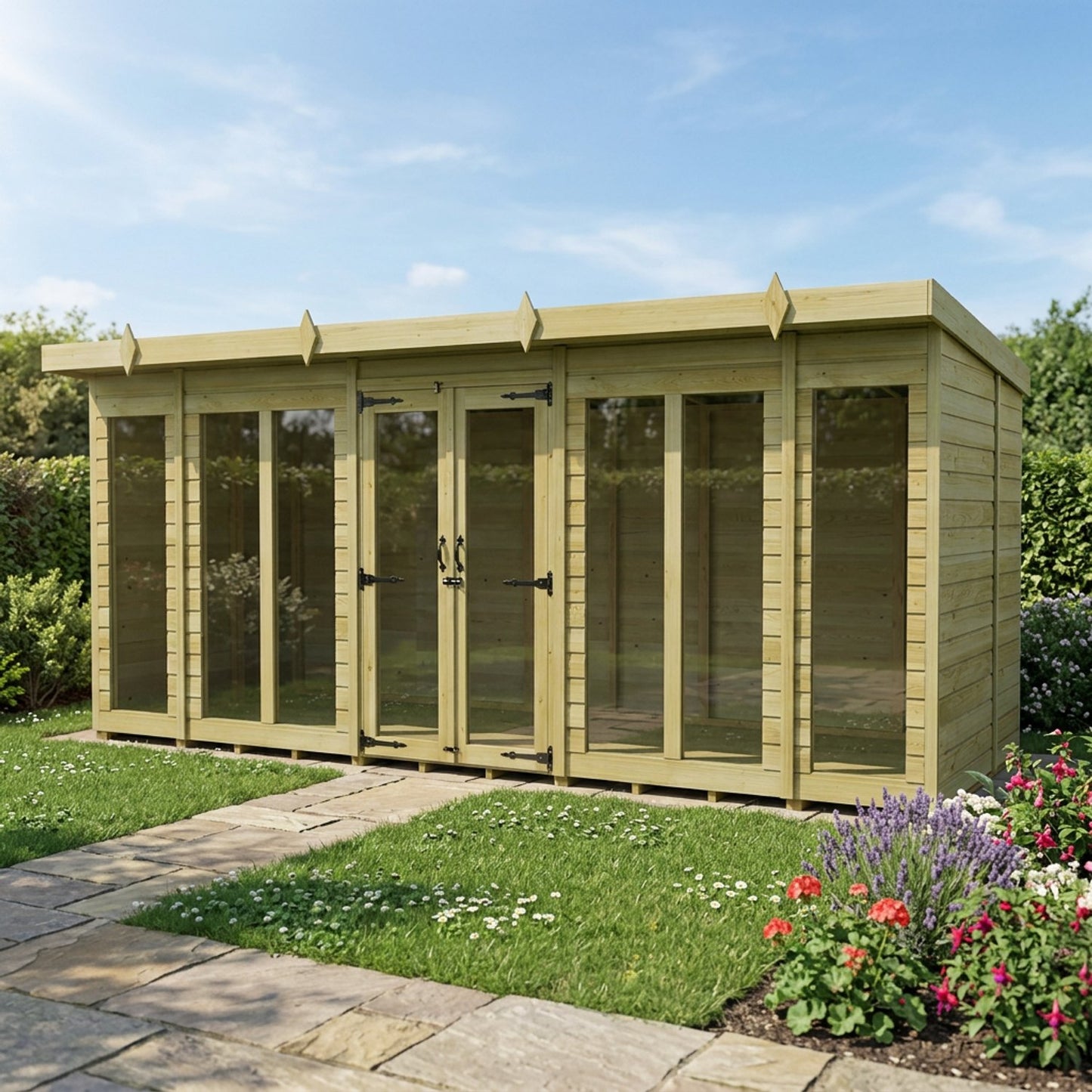 16 x 6 Pent Summer House (Full Height Window) - view 6