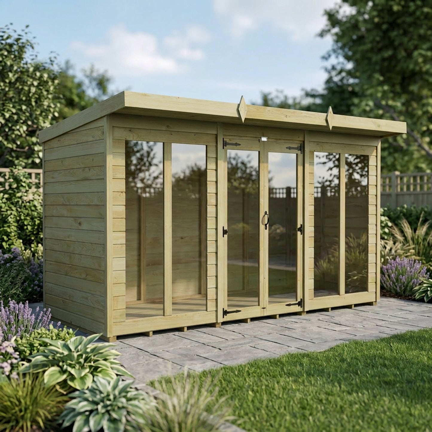 12 x 4 Pent Summer House (Full Height Window) - view 6