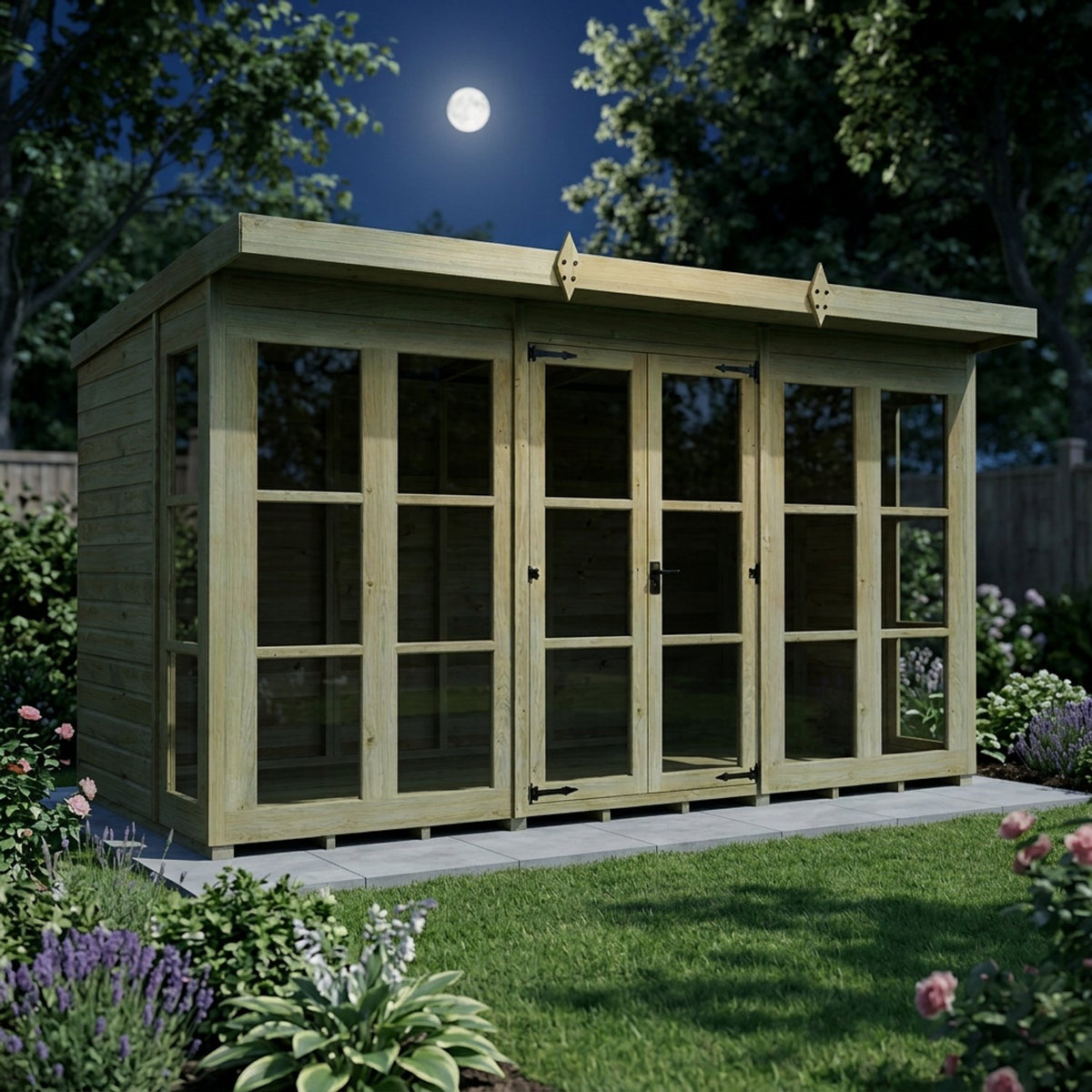 12 x 6 Georgian Window Pent Summer House - view 5