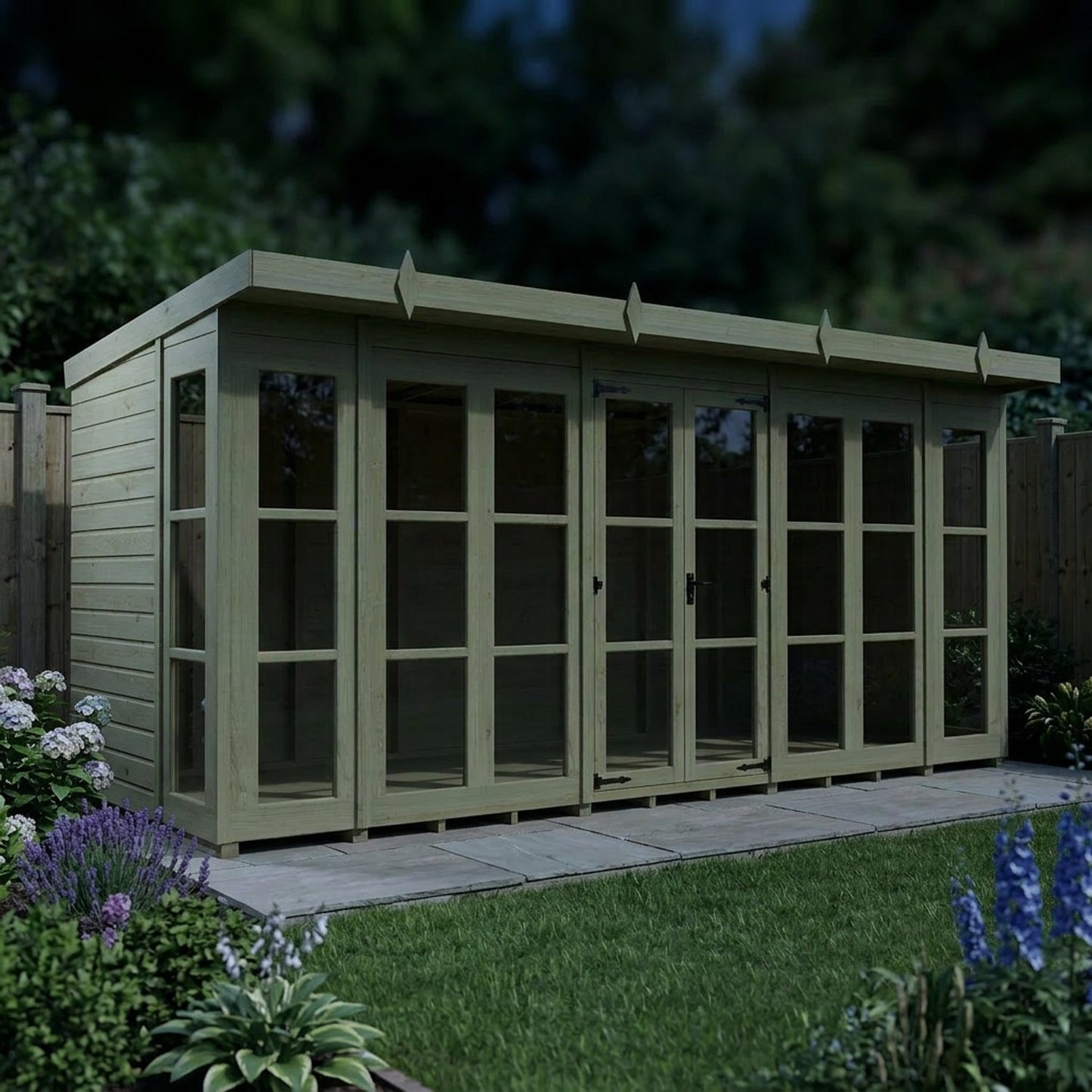 16 x 6 Georgian Window Pent Summer House - view 6