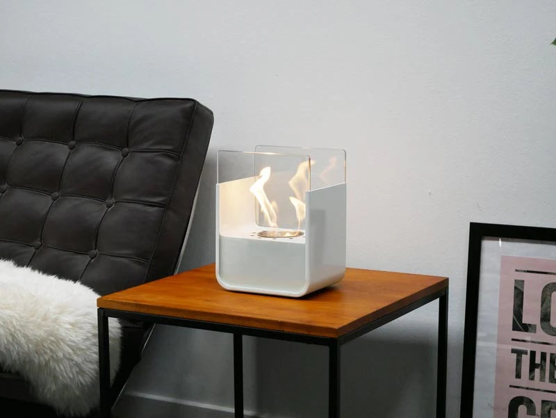 White, Small Bioethanol Fire in Steel Construction - Tabletop Bioethanol Fire - image 7