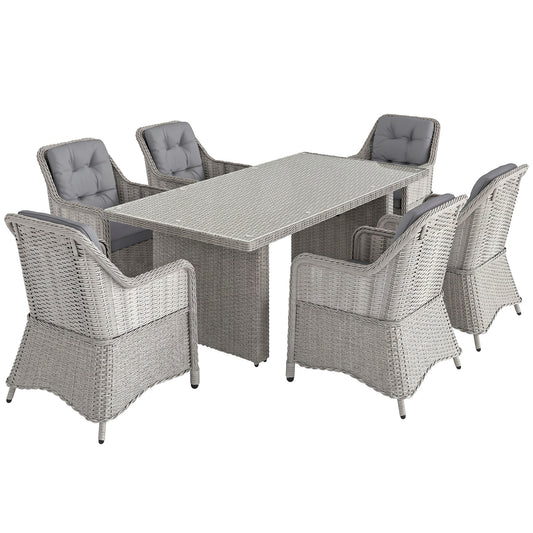Outsunny Seven-Piece Rattan Dining Set - Mixed Grey