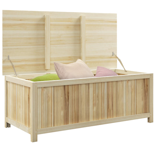 Outsunny - 172L Wooden Garden Storage Box, Natural Wood Finish