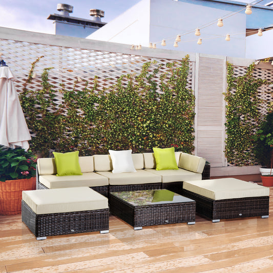 Portofino 6 PC Rattan Sofa Coffee Table Set