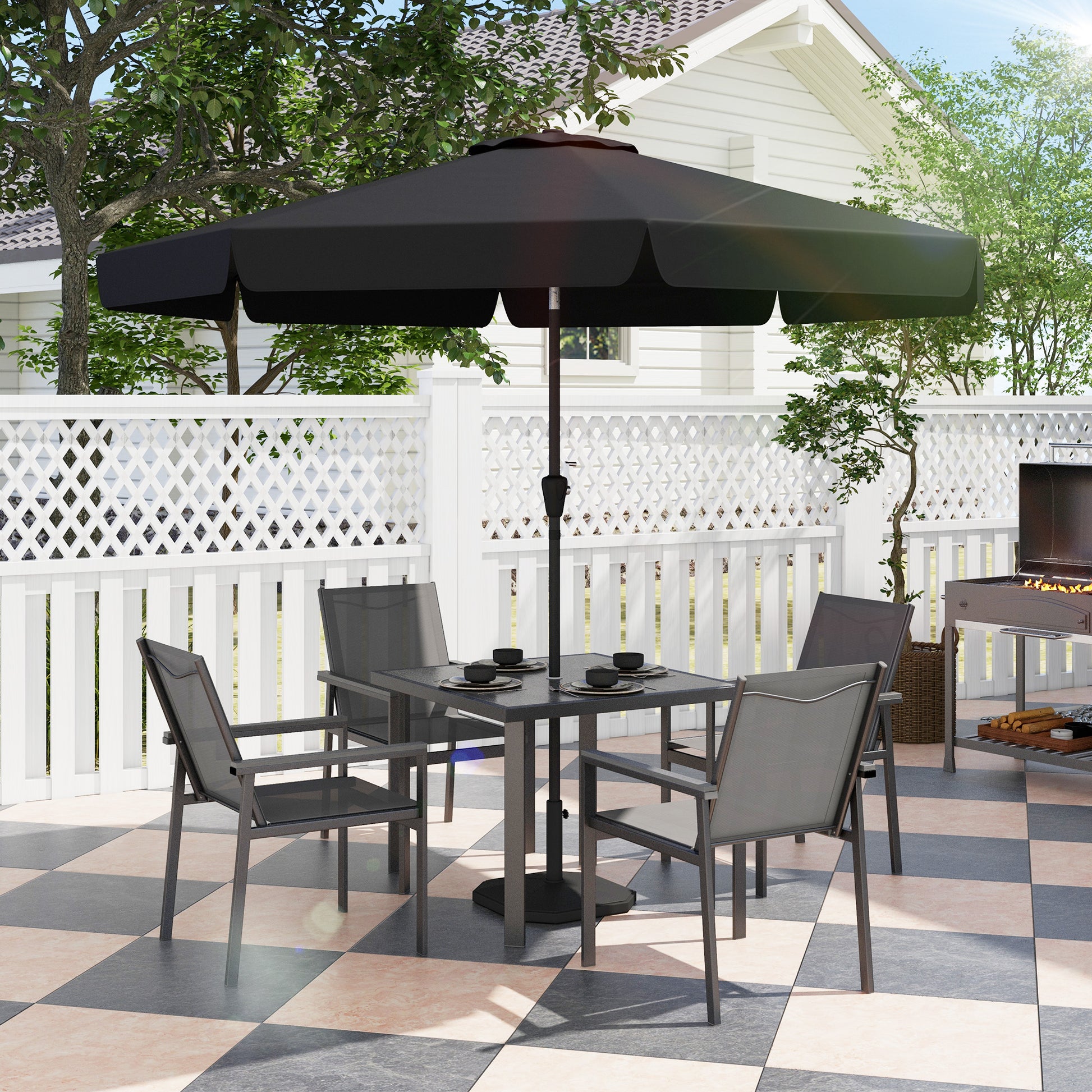 Tivoli Five-Piece Metal Dining Set, with Glass-Top Table - Grey