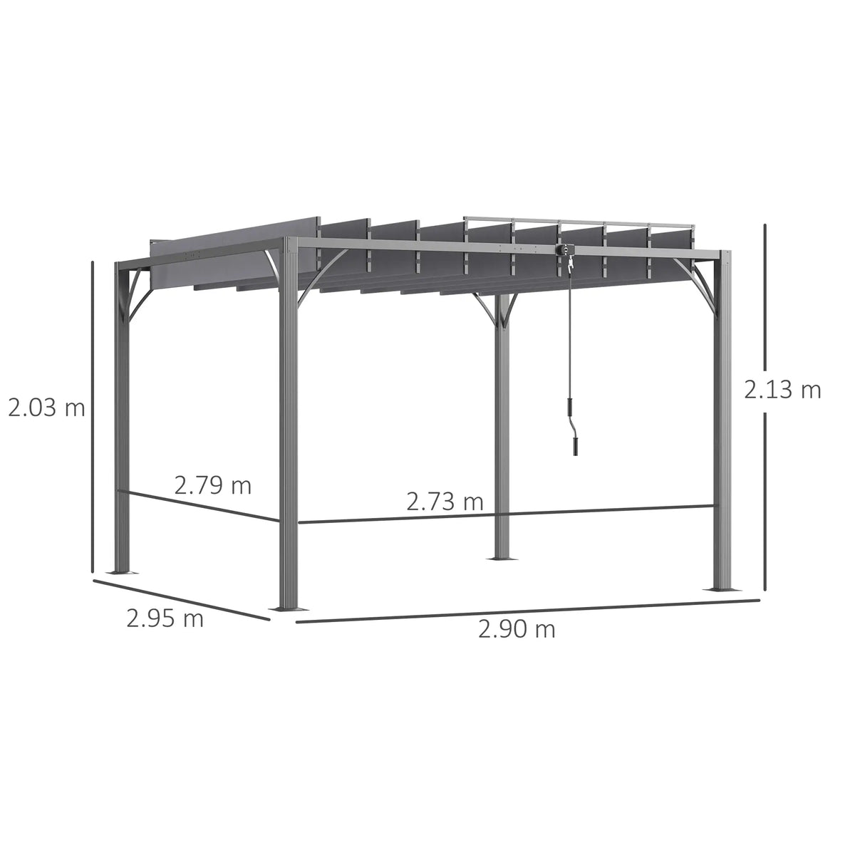 Grey 3m x 3m Aluminium Louvered Roof Pergola – Adjustable Hardtop Patio Canopy with UV50+ Sun Protection & Secure Anchoring Kit