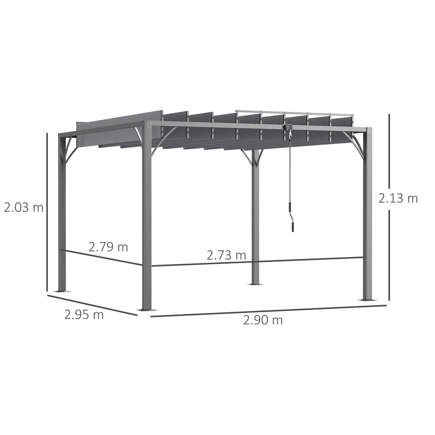 Grey 3m x 3m Aluminium Louvered Roof Pergola – Adjustable Hardtop Patio Canopy with UV50+ Sun Protection & Secure Anchoring Kit