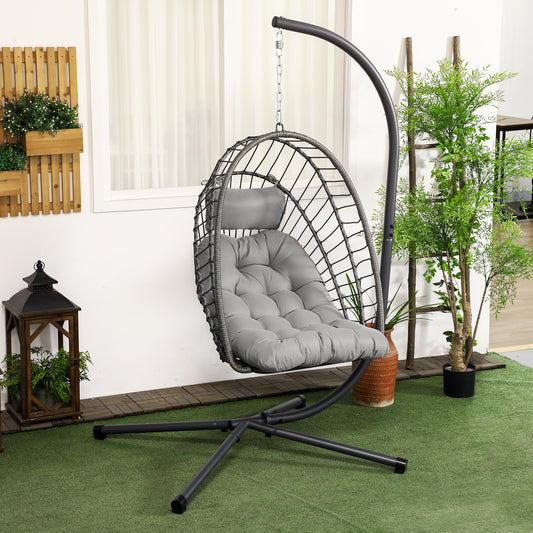 Riviera Outdoor PE Rattan Swing Chair with Foldable Basket and Cushion