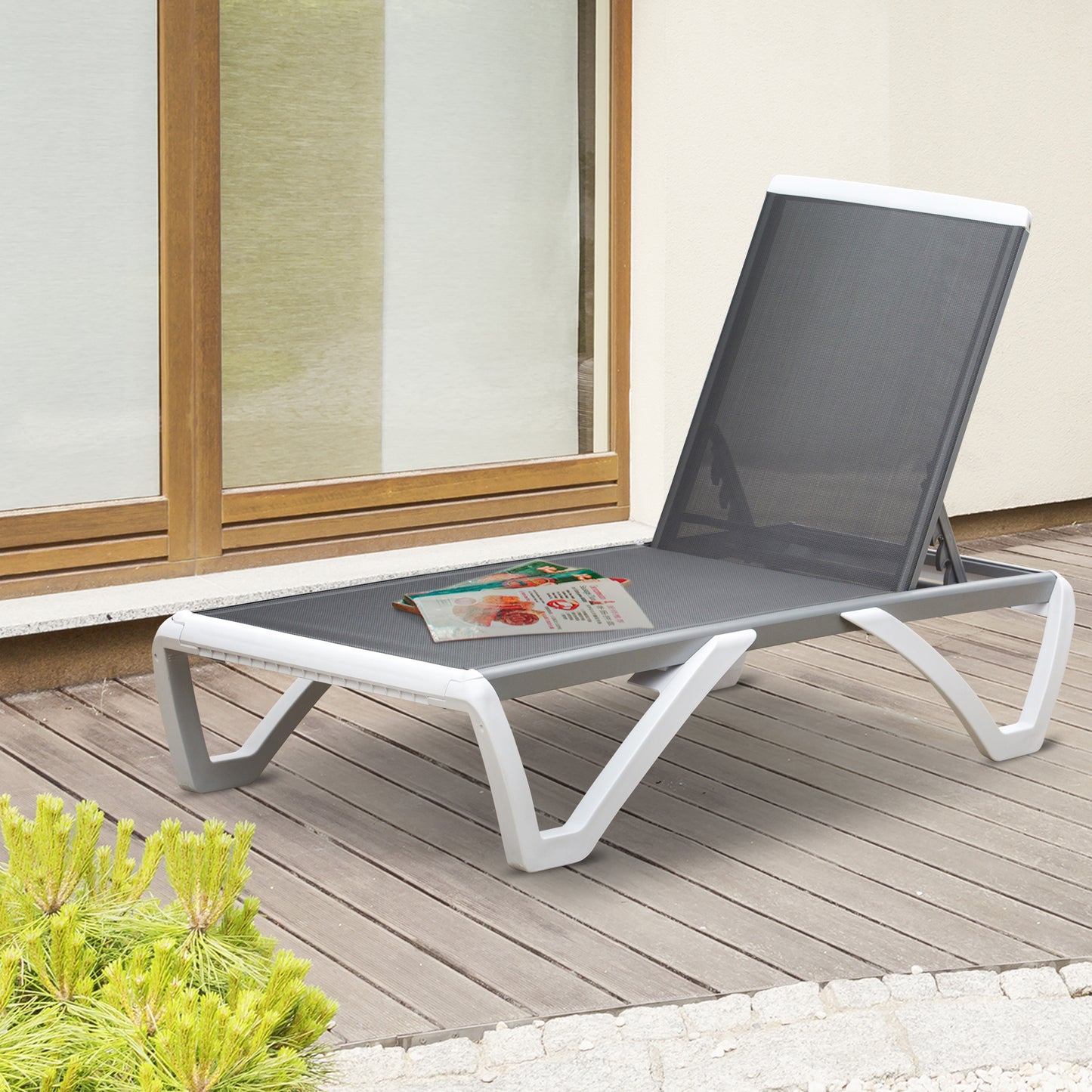 Marbella Aluminium Frame Sun Lounger, with Adjustable Back - Grey