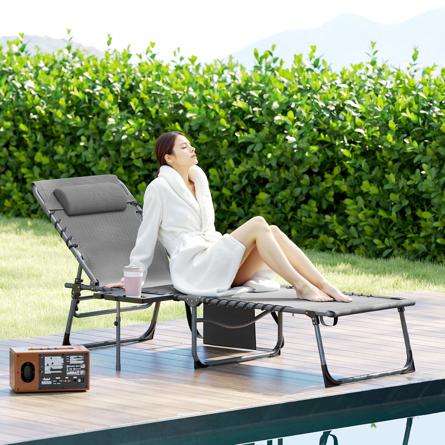 Sorrento Five-Position Reclining Sun Lounger - Grey