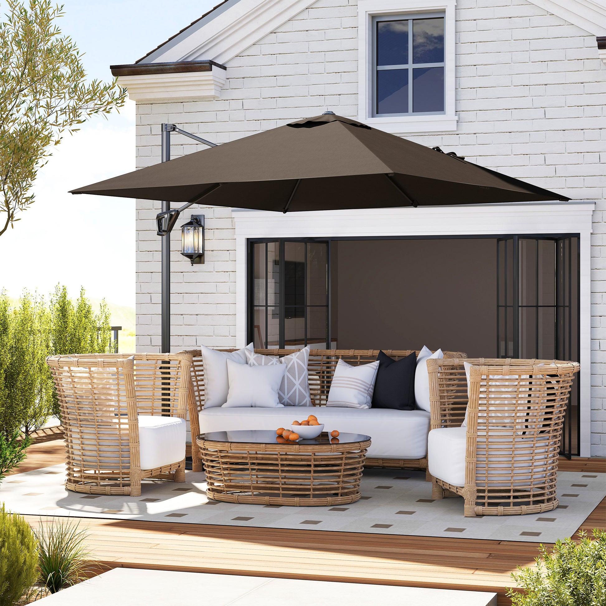 Patio Offset Parasol Umbrella - Tan
