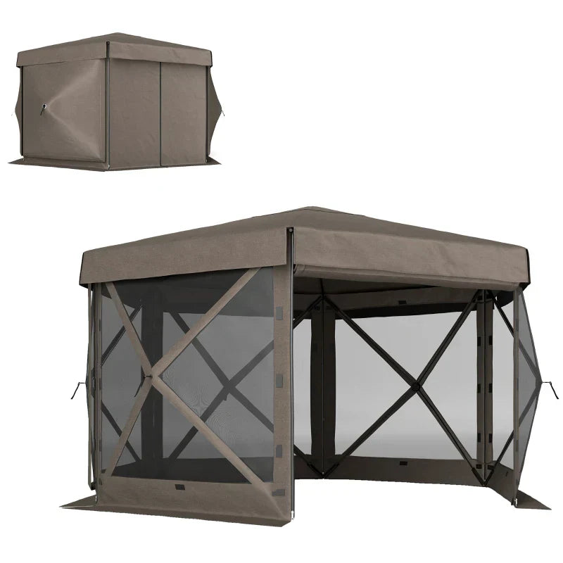 3m Hexagonal Pop Up Gazebo with Mesh Sides - Waterproof UV30+ Garden Party & Camping Shelter with Carry Bag