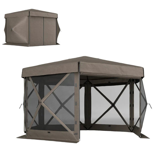 3m Hexagonal Pop Up Gazebo with Mesh Sides - Waterproof UV30+ Garden Party & Camping Shelter with Carry Bag